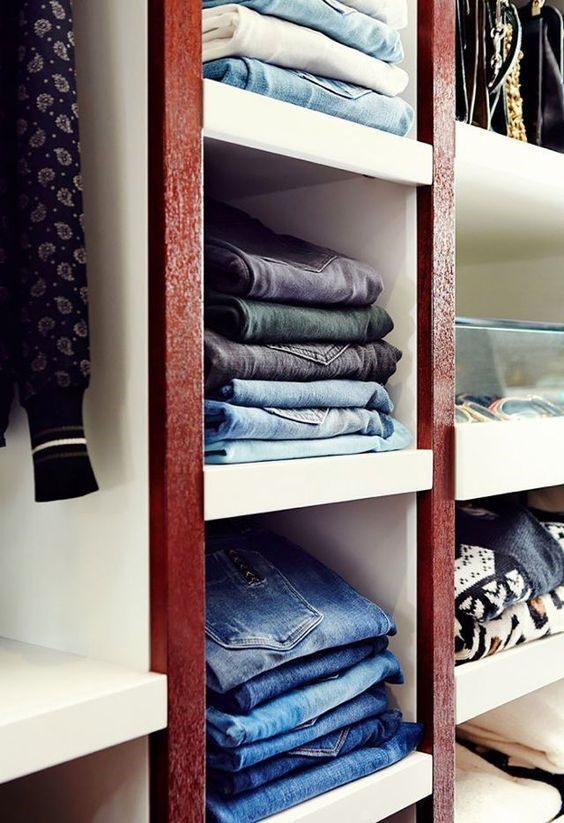 Folded Jeans In Wardrobe