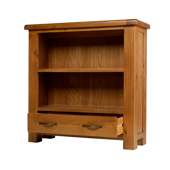 Emsworth Oak Low Bookcase with Drawer Lifestyle Furniture UK