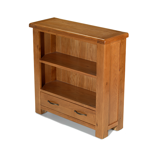 Emsworth Oak Low Bookcase with Drawer Lifestyle Furniture UK