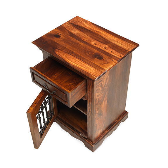 Jali Sheesham Bedside Left Lifestyle Furniture UK