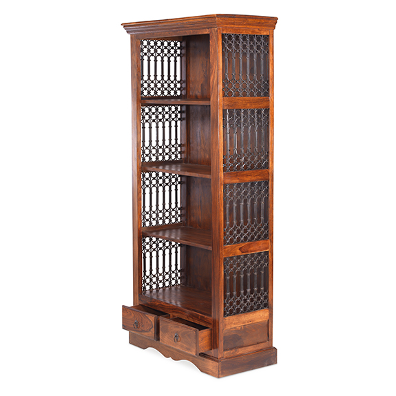 Jali Sheesham Tall Square Bookcase Lifestyle Furniture UK