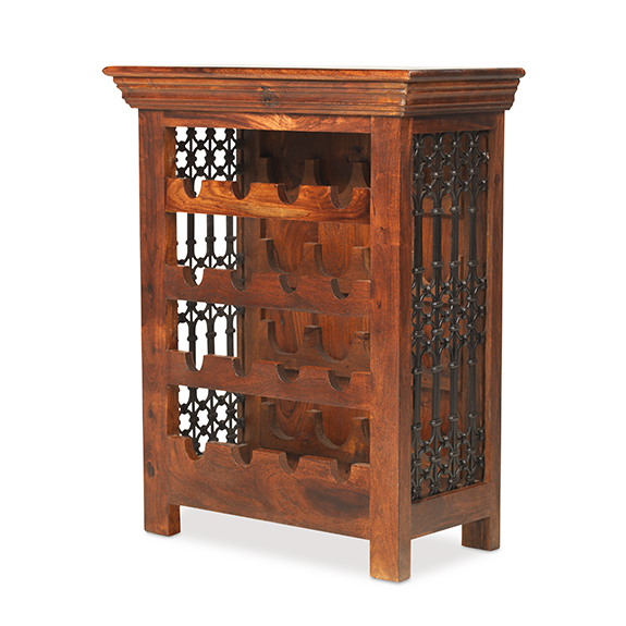 Jali Sheesham Wine Rack Lifestyle Furniture UK