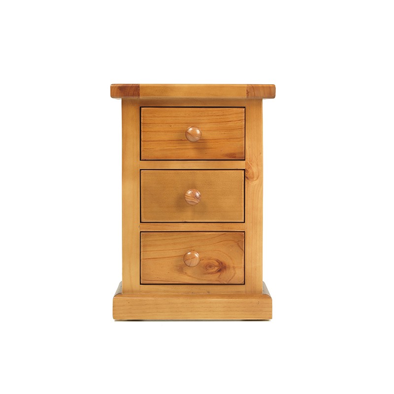 Chunky Pine 3 Drawer Bedside Cabinet