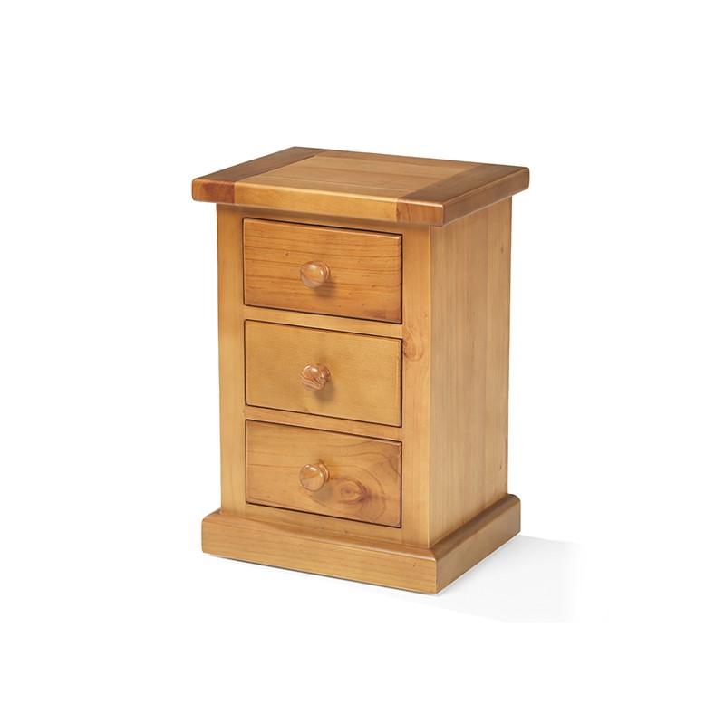 Chunky Pine 3 Drawer Bedside Cabinet