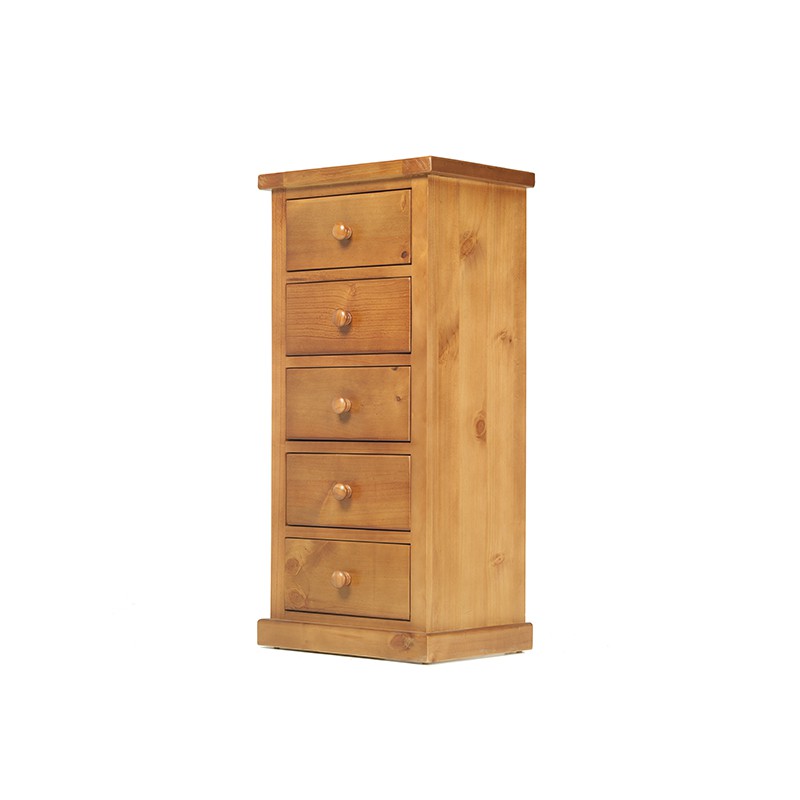 Chunky Pine 5 Drawer Tall Chest of Drawers Lifestyle Furniture UK