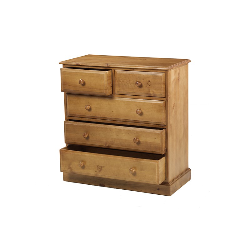 Country Pine 2 Over 3 Drawer Chest of Drawers