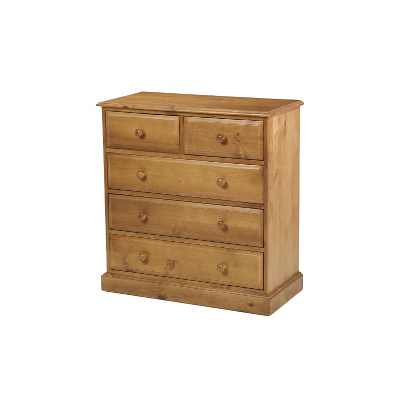 Country Pine 2 Over 3 Drawer Chest of Drawers