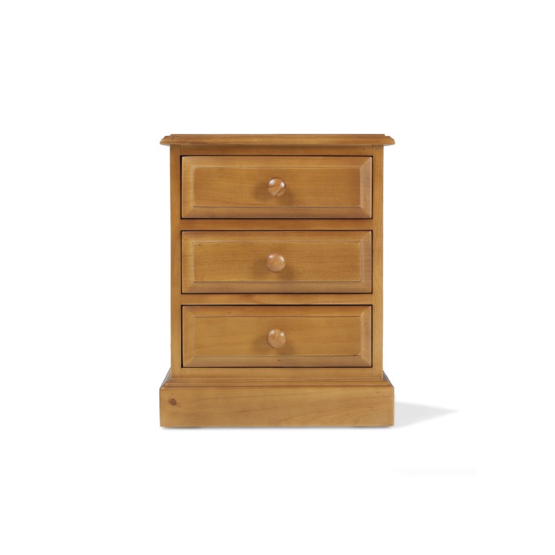Country Pine 3 Drawer Bedside Cabinet