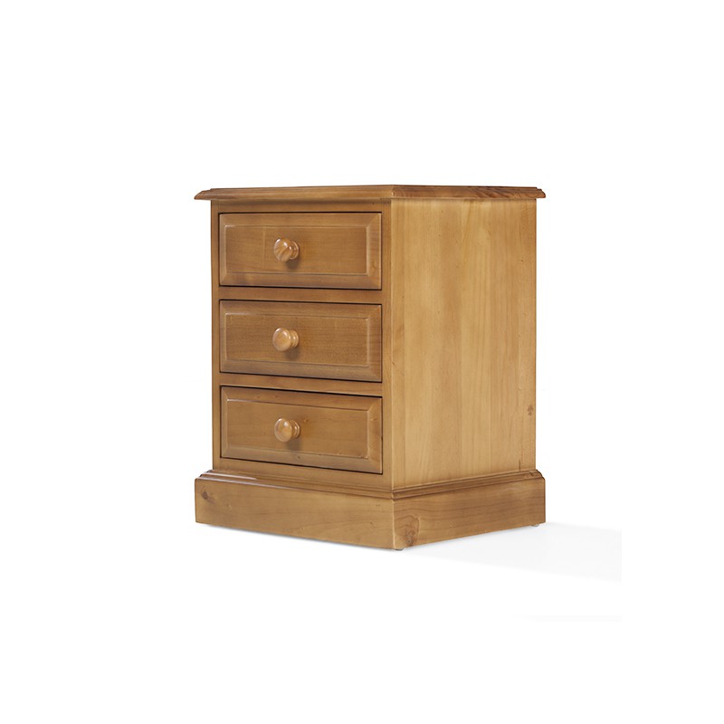 Country Pine 3 Drawer Bedside Cabinet