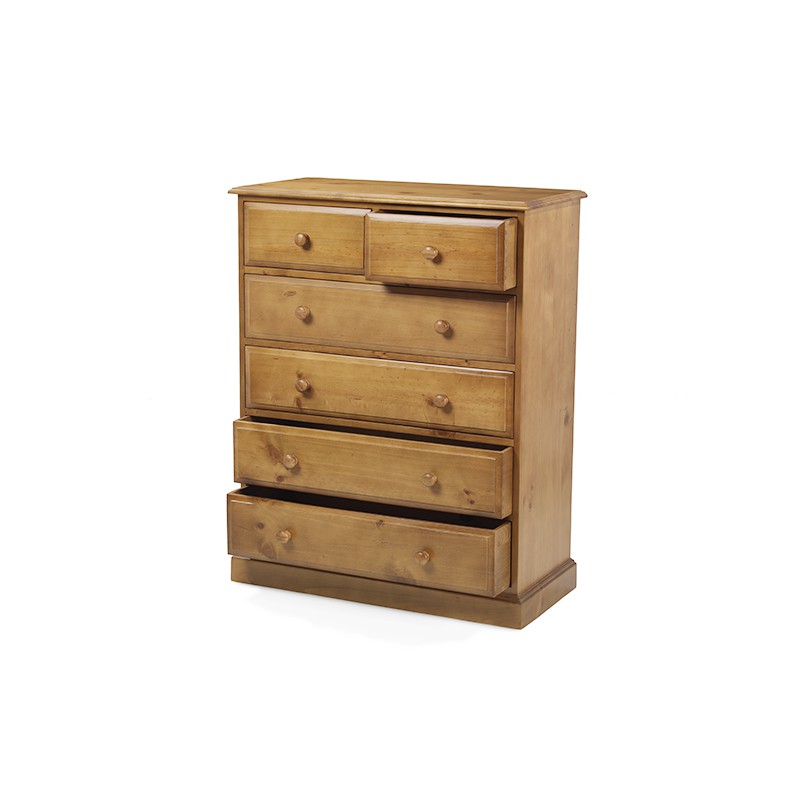 Country Pine 6 Drawer Chest of Drawers