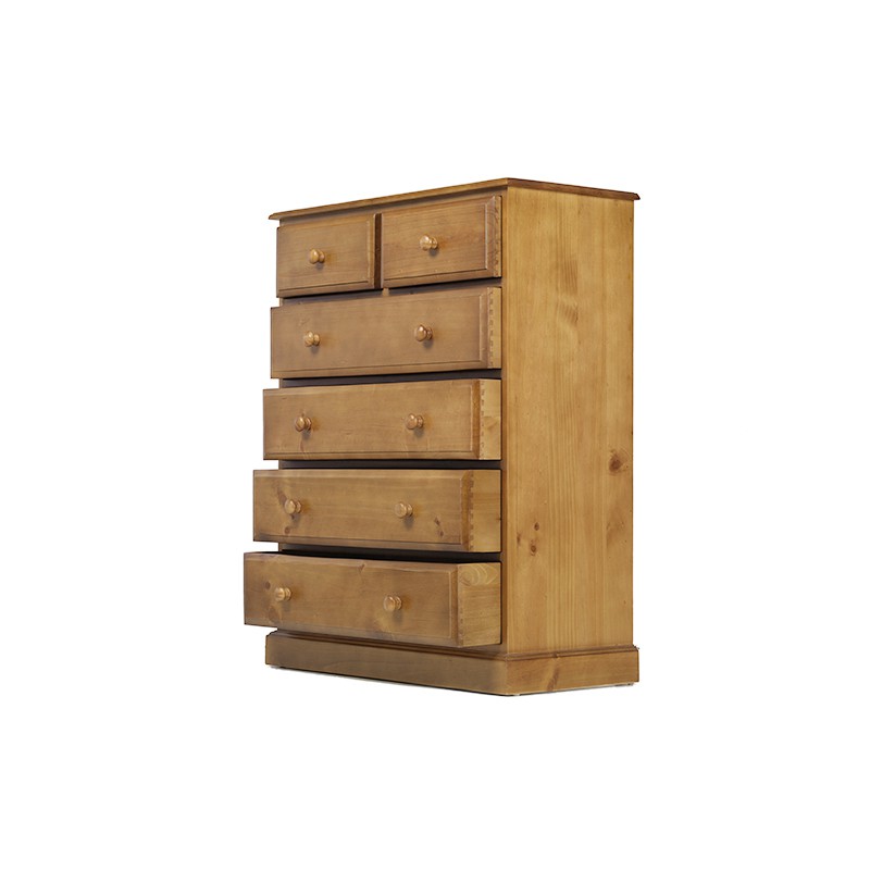 Country Pine 6 Drawer Chest of Drawers