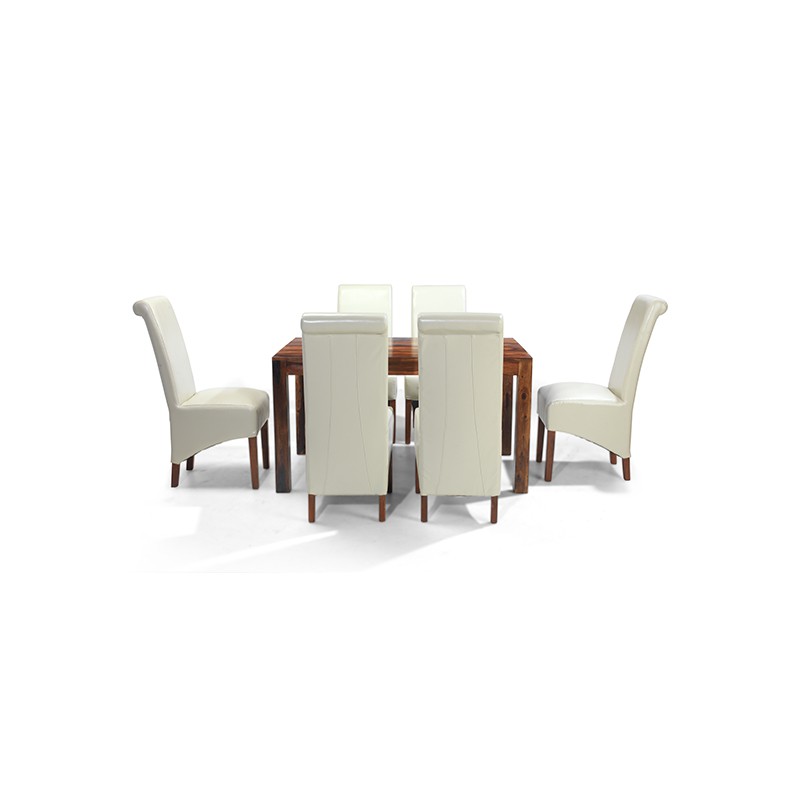 Cuba Sheesham 140 cm Dining Table and 6 Chairs
