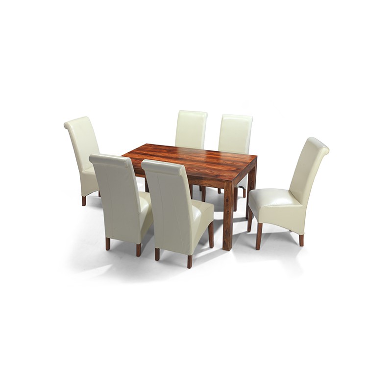 Cuba Sheesham 140 cm Dining Table and 6 Chairs