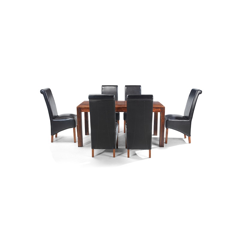 Cuba Sheesham 160 cm Dining Table and 6 Chairs