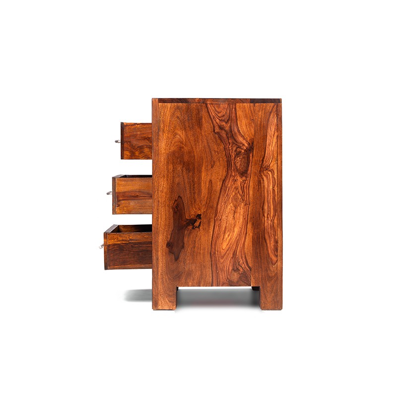 Cuba Sheesham 3 Drawer Bedside Cabinet