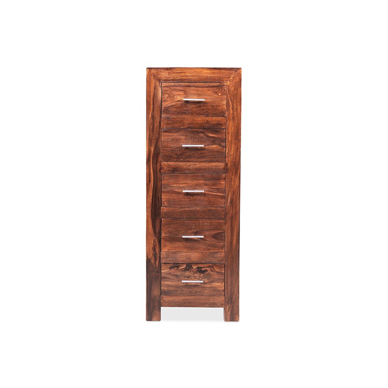 Cuba Sheesham 5 Drawer Tall Chest of Drawers