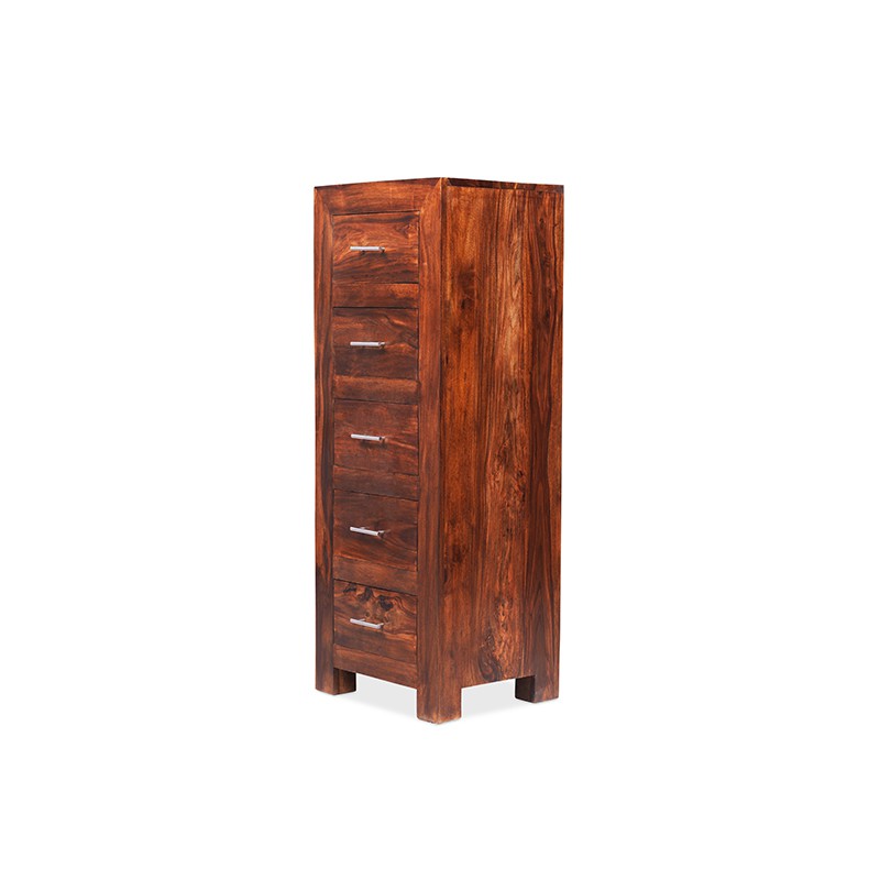 Cuba Sheesham 5 Drawer Tall Chest of Drawers