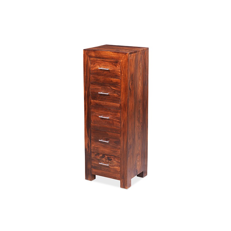 Cuba Sheesham 5 Drawer Tall Chest of Drawers