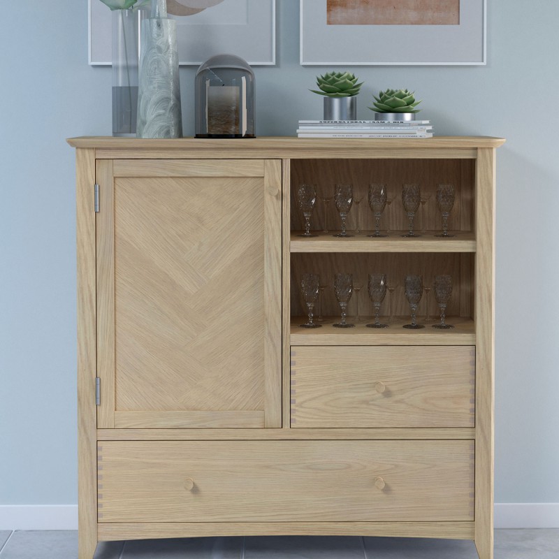 Parquet Shaker Oak Large Drinks Store Cabinet Lifestyle Furniture