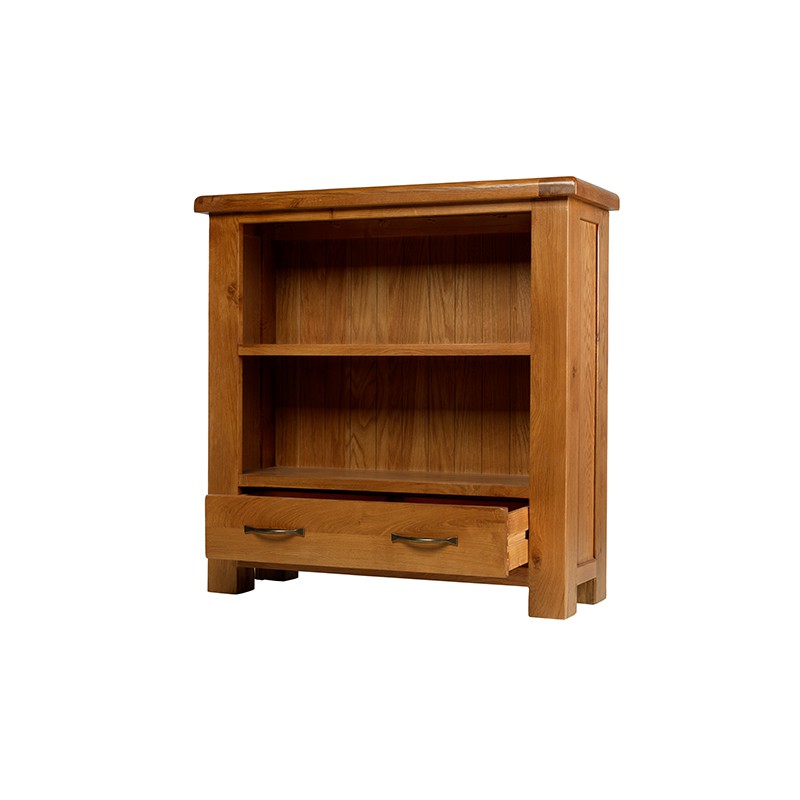 Emsworth Oak Low Bookcase with Drawer Lifestyle Furniture UK
