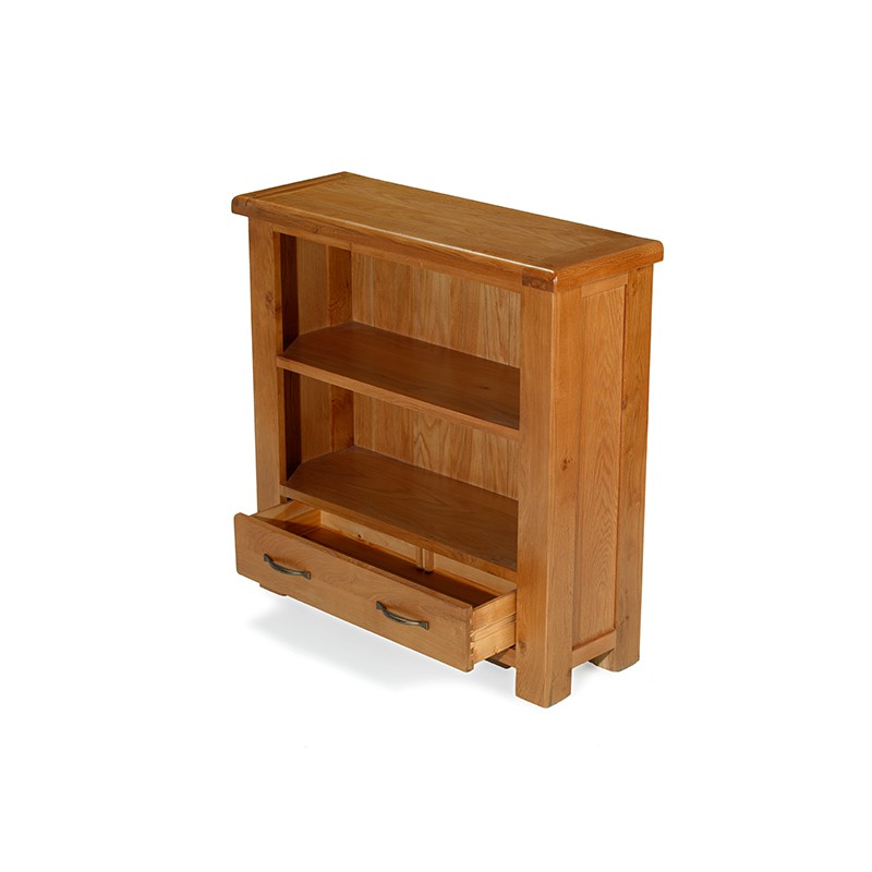 Emsworth Oak Low Bookcase with Drawer Lifestyle Furniture UK