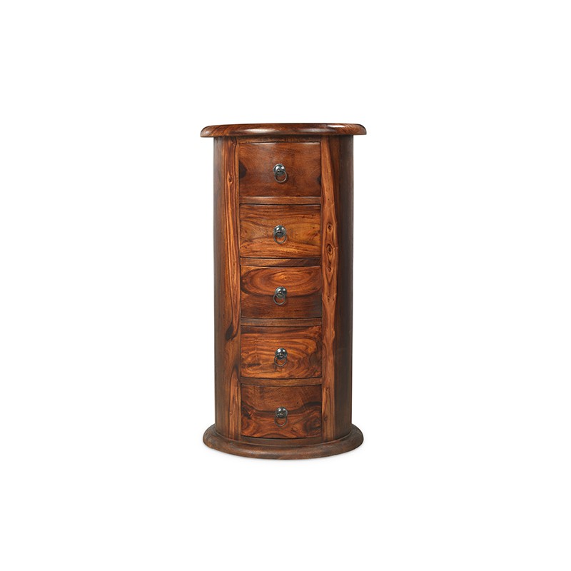Jali Sheesham 5 Drawer Drum Chest of Drawers