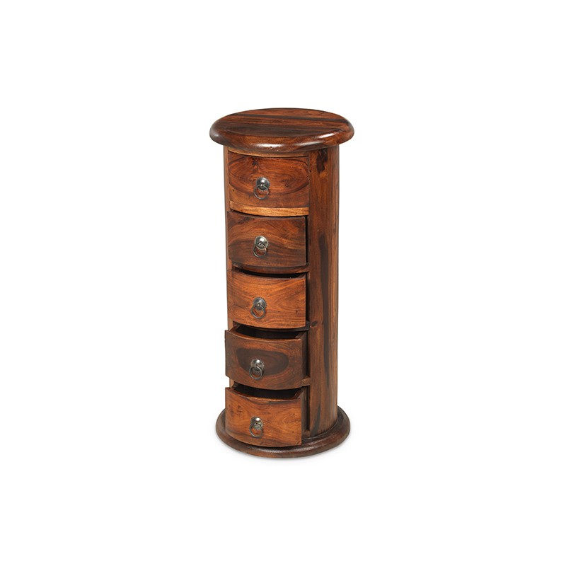 Jali Sheesham 5 Drawer Slim Drum Chest of Drawers