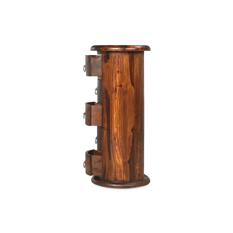 Jali Sheesham 5 Drawer Slim Drum Chest of Drawers