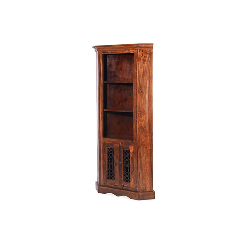 Jali Sheesham Corner Display Cabinet