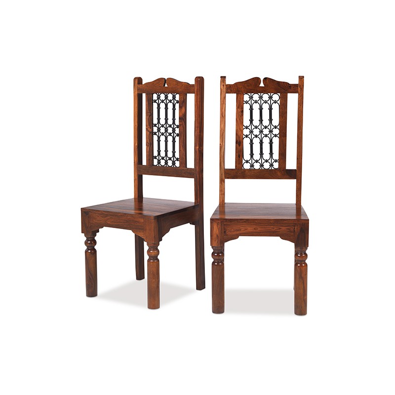 Jali Sheesham High Back Ironwork Dining Chairs