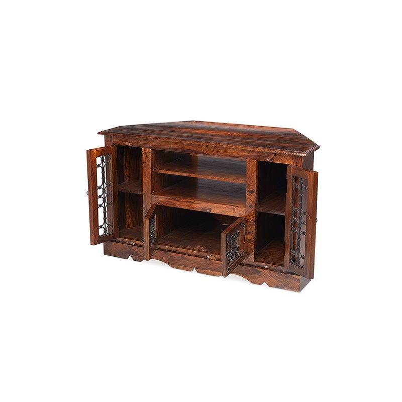 Jali Sheesham Corner TV Cabinet