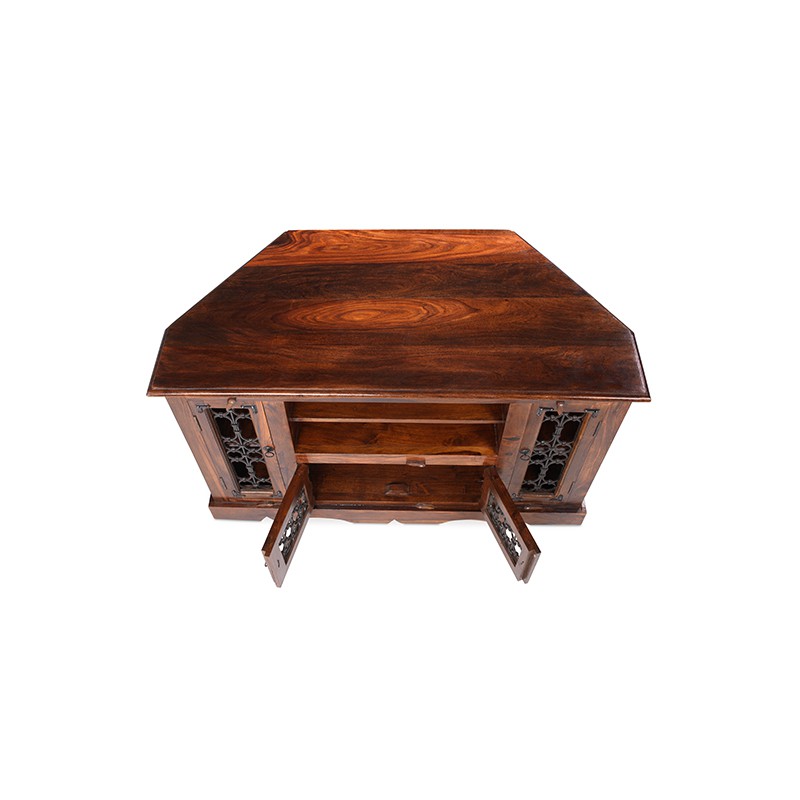Jali Sheesham Corner TV Cabinet