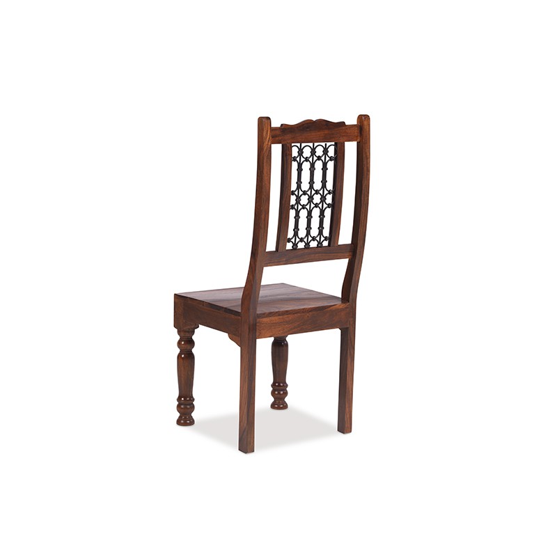 Jali Sheesham Low Back Ironwork Dining Chairs