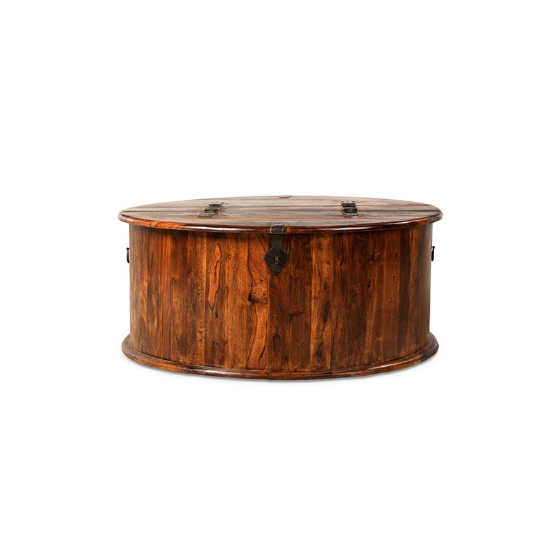 Jali Sheesham Round Coffee Trunk Box
