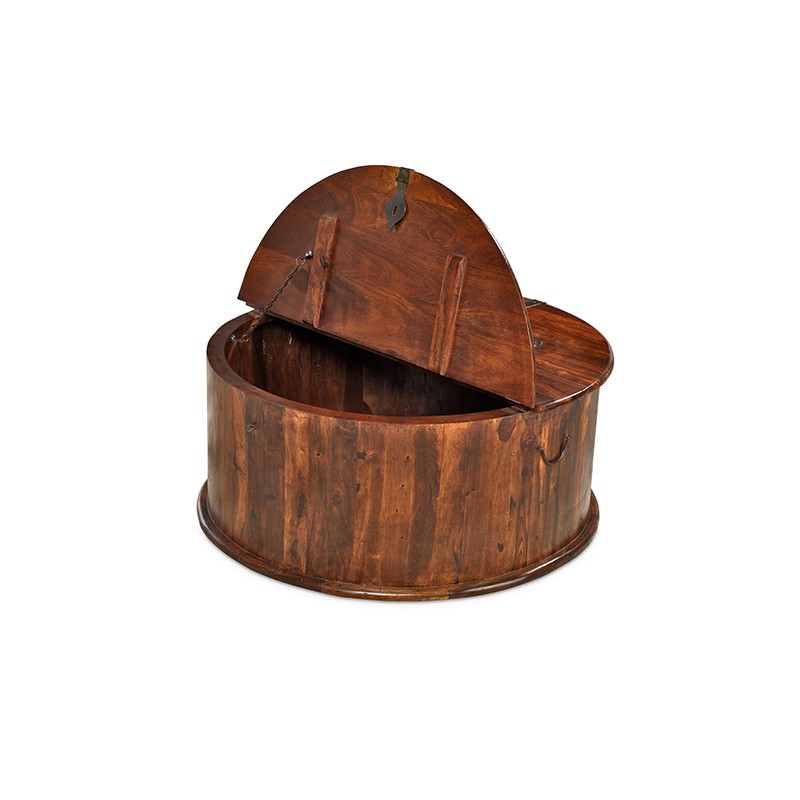 Jali Sheesham Round Coffee Trunk Box