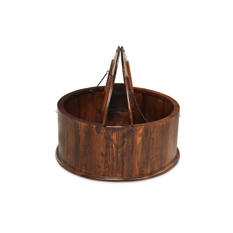 Jali Sheesham Round Coffee Trunk Box