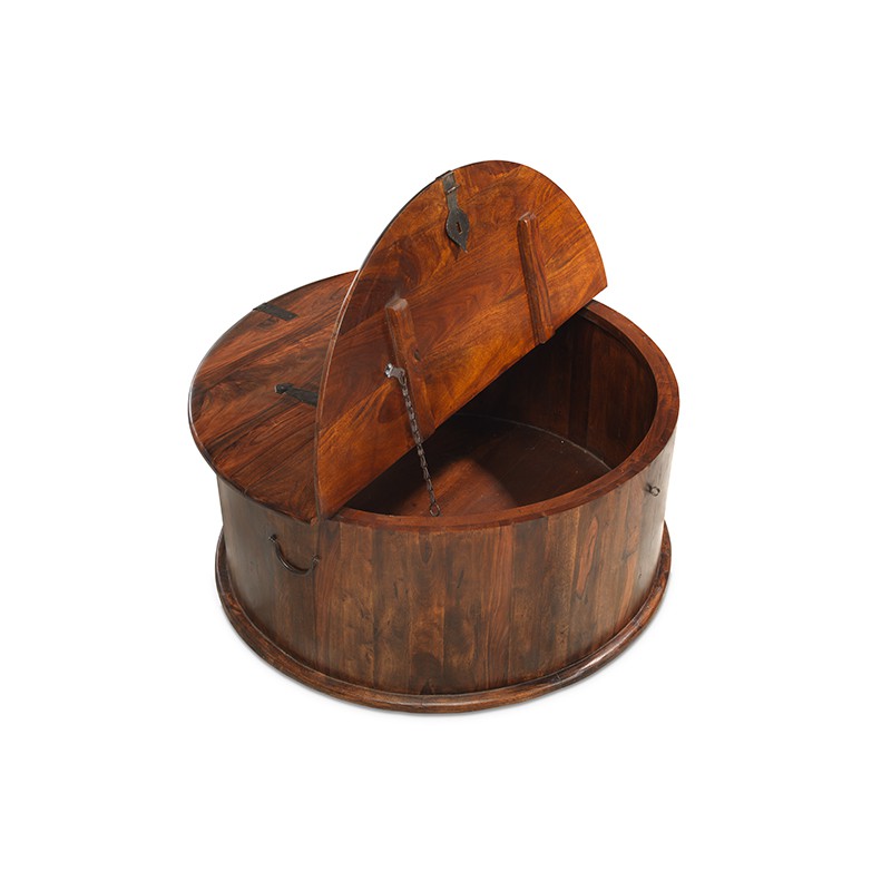 Jali Sheesham Round Coffee Trunk Box