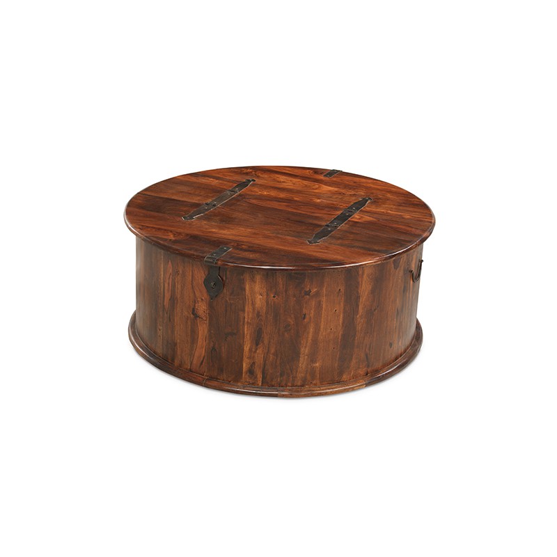 Jali Sheesham Round Coffee Trunk Box