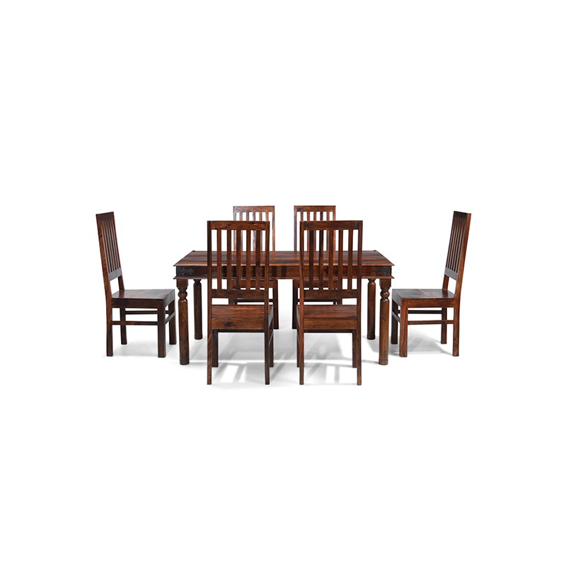 Jali Sheesham 160 cm Thakat Dining Table and 6 Chairs