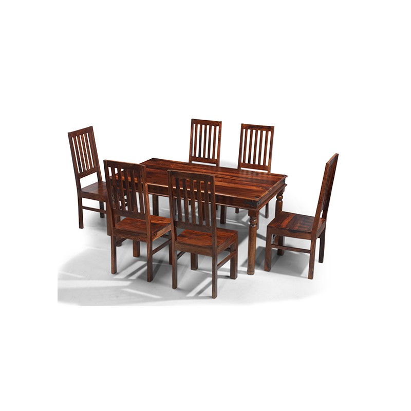 Jali Sheesham 160 cm Thakat Dining Table and 6 Chairs