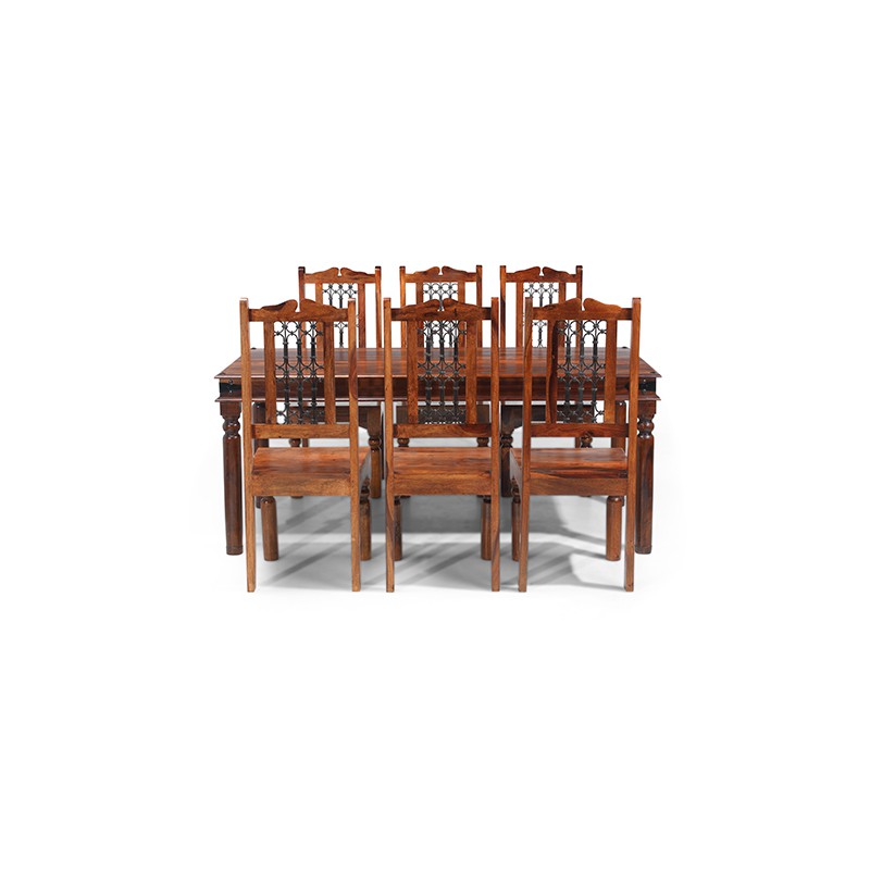 Jali Sheesham 180 cm Thakat Dining Table and 6 Chairs