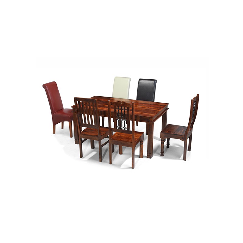 Jali Sheesham 200 cm Chunky Dining Table and 8 Chairs