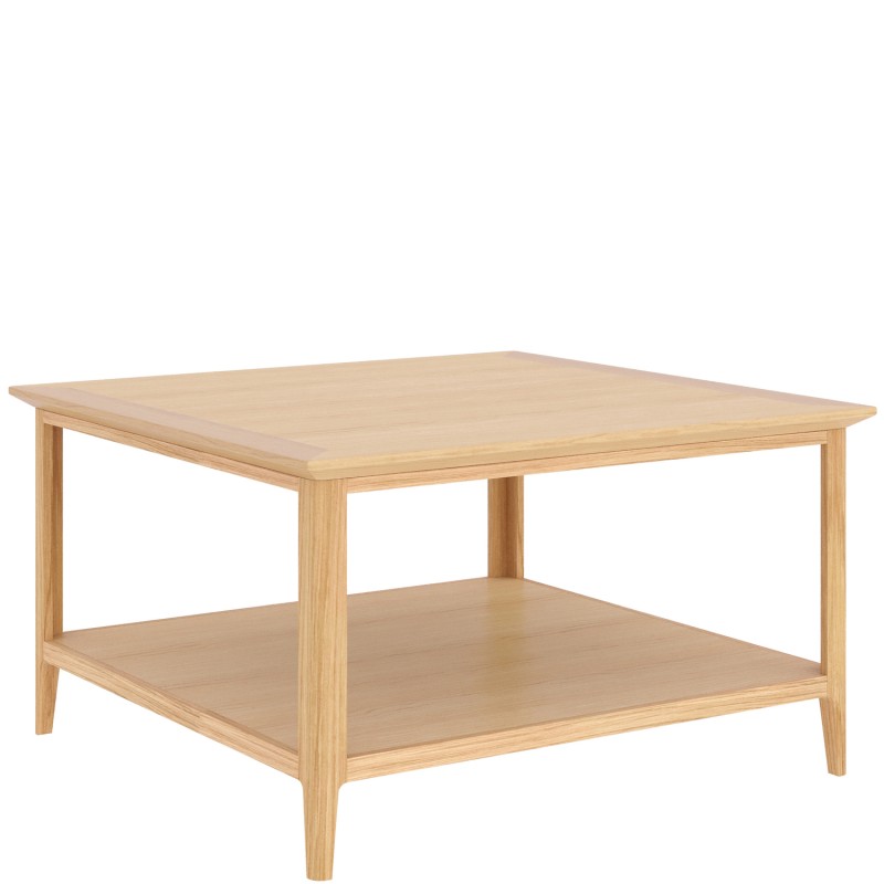 Saxbie Oak Square Coffee Table With Shelve