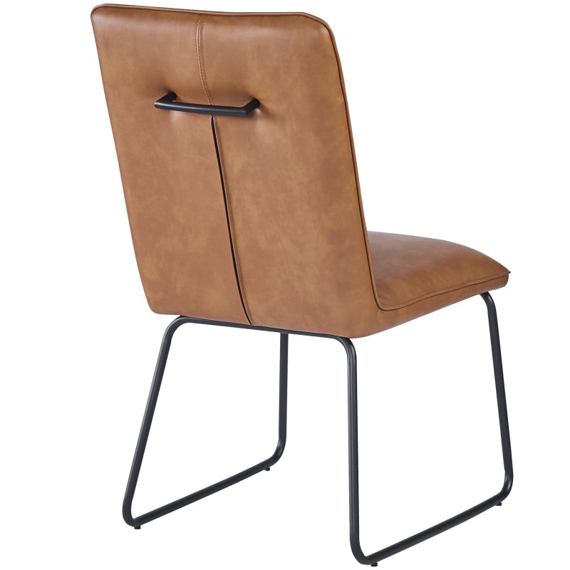HEW S Pu Brown Dining Chair With Black Legs