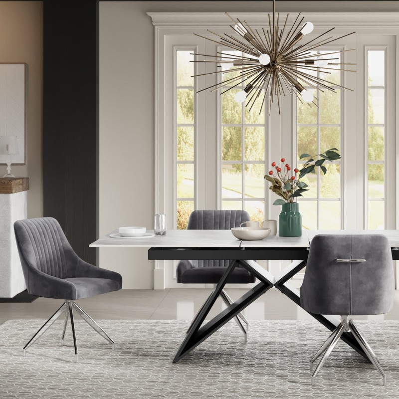 HUGO S Velvet Light Grey - Swivel SSS Legs