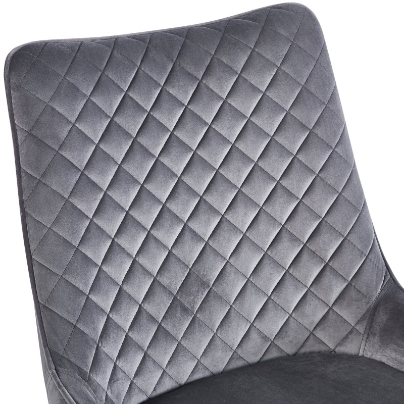 JAGER N Velvet Light Grey Dining Chair With Black Legs
