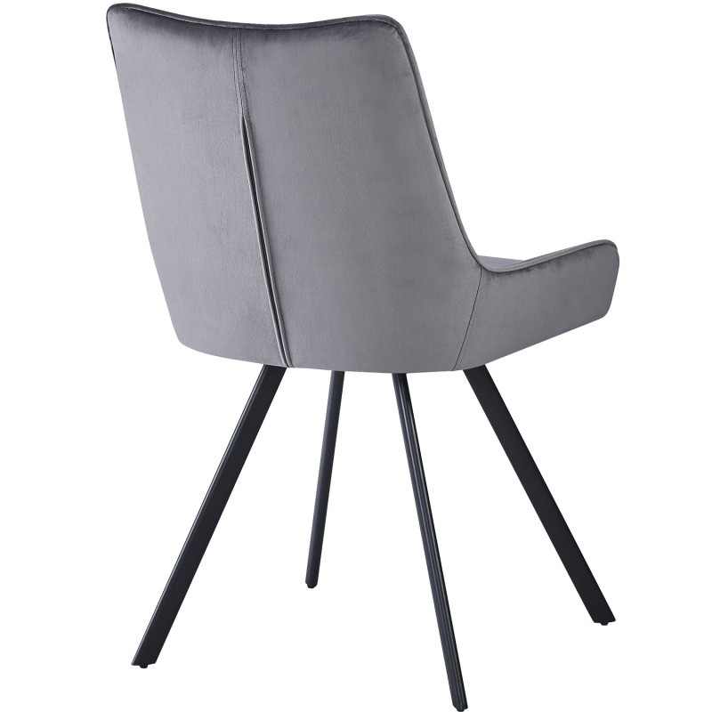 JAGER N Velvet Light Grey Dining Chair With Black Legs