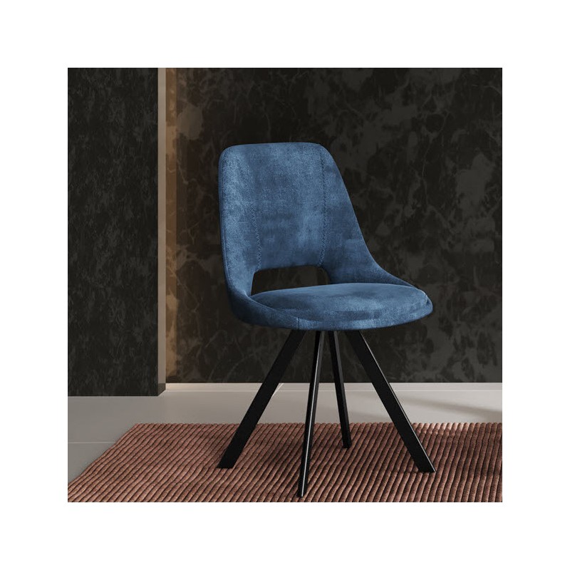 Aria S Velvet Blue - Swivel Black Legs