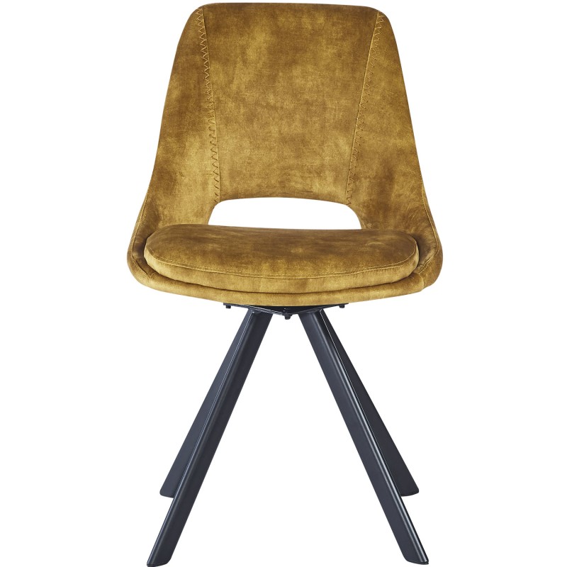 KASPER S Velvet Mustard Dining Chair With Swivel Black Legs