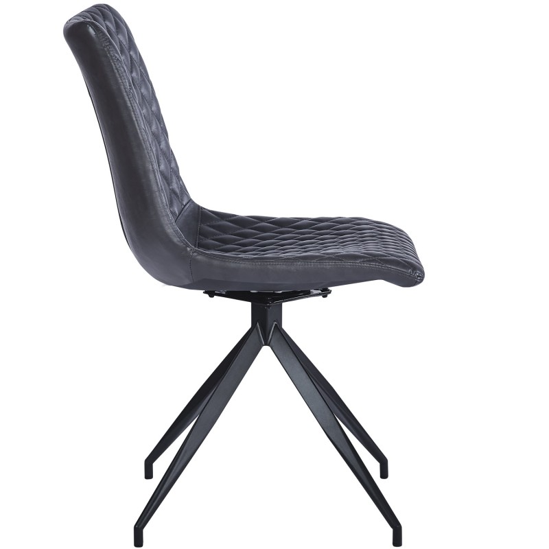 VALI S Pu Black Dining Chair With Swivel Black Legs